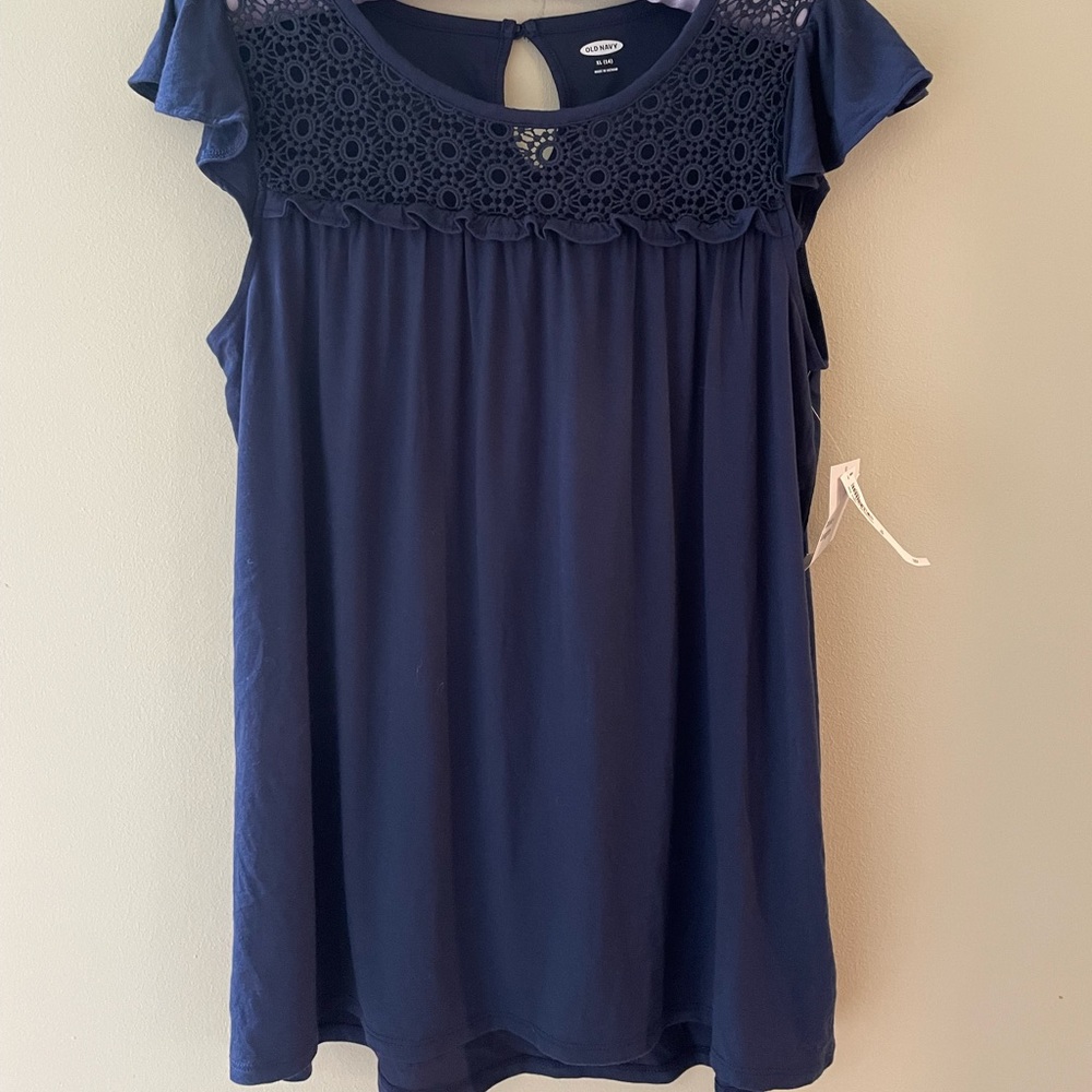 Old Navy girls navy tunic top with flutter sleeves size 14